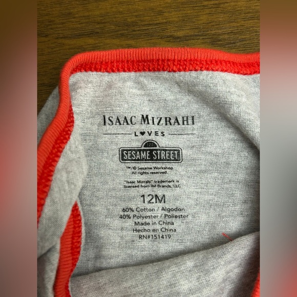 Isaac Mizrahi Loves Sesame Street 12 month Bodysuit Romper Elmo (0238) - Picture 5 of 8